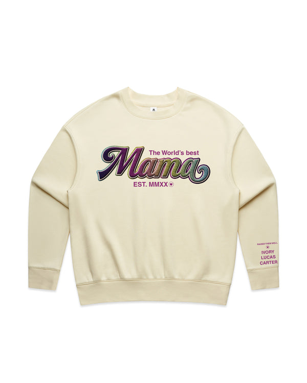 Custom Printed Sweatshirt for Mum - With Custom date and names on sleeve - 06_Mama Style
