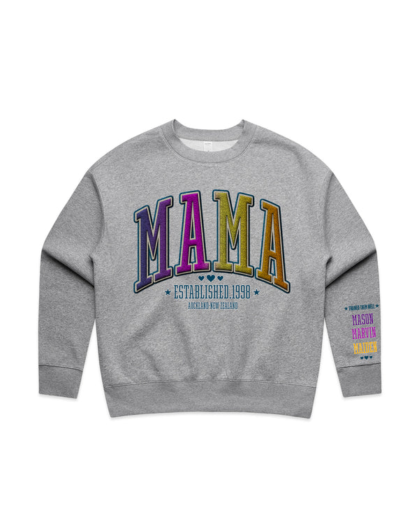 Custom Printed Sweatshirt for Mum - With Custom date and names on sleeve - 12_Mama Style