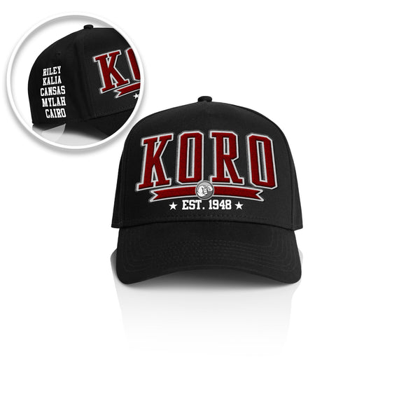 KORO COLLEGE STYLE_ Printed Frame Cap with Custom Date + names on side panel