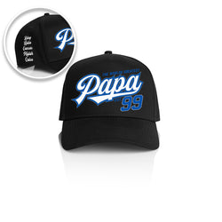 PAPA SWOOSH STYLE_ Printed Frame Cap with Custom Date + names on side panel