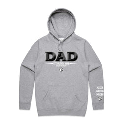 Custom Printed Hoodie for Dad - With Custom Date, City + names on sleeve - DAD 3D CHISEL STYLE