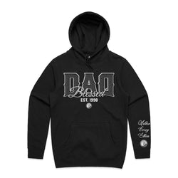 Custom Printed Hoodie for Dad - With Custom Date + names on sleeve - DAD BLESSED STYLE