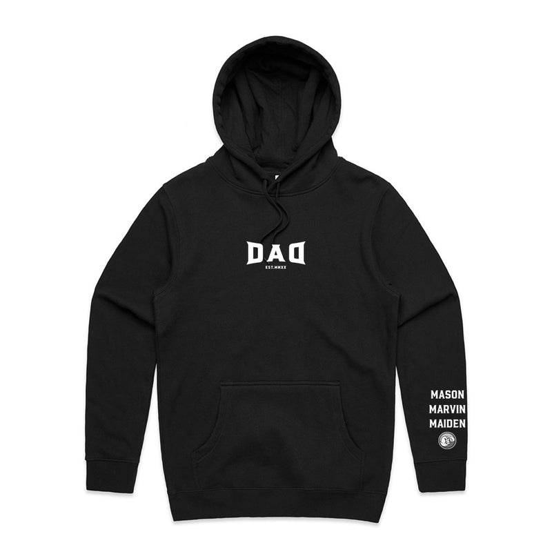 Custom Printed Hoodie for Dad - With Custom Date + names on sleeve - DAD SIMPLE STYLE