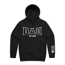 Custom Printed Hoodie for Dad - With Custom Date + names on sleeve - DAD MMA STYLE