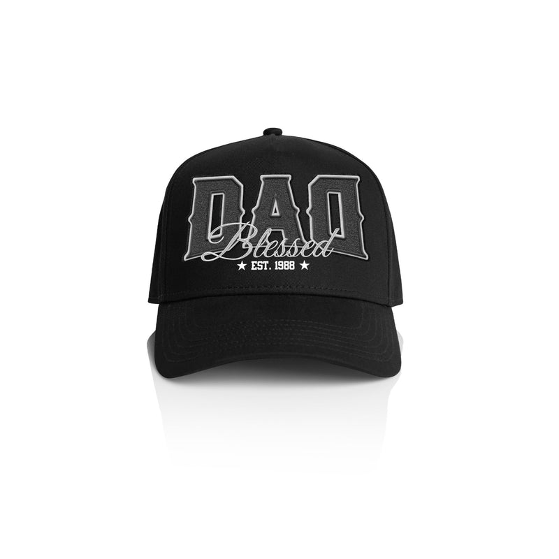 DAD BLESSED STYLE_ Printed Frame Cap with Custom Date + names on side panel