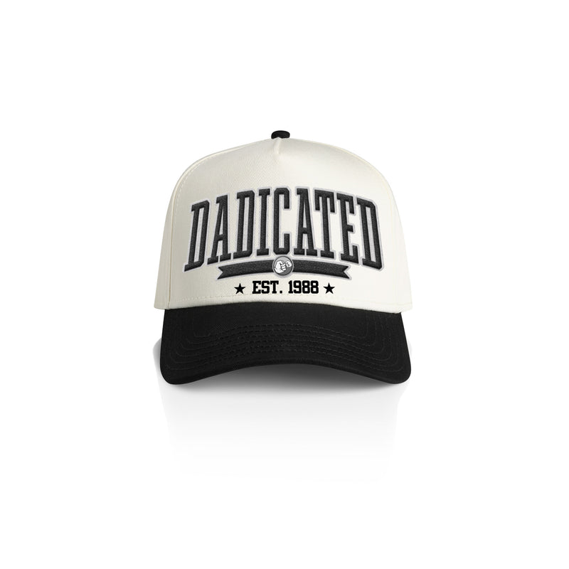 DADICATED COLLEGE STYLE_2TONE Printed Frame Cap with Custom Date + names on side panel