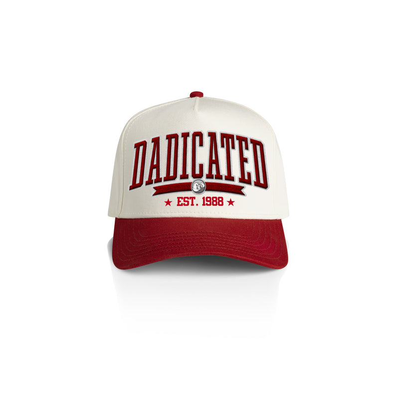 DADICATED COLLEGE STYLE_2TONE Printed Frame Cap with Custom Date + names on side panel