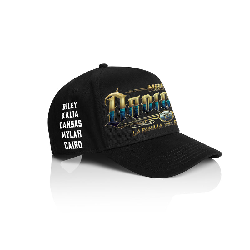 DADICATED LA FAMILIA STYLE_ Printed Frame Cap with Custom Date + names on side panel