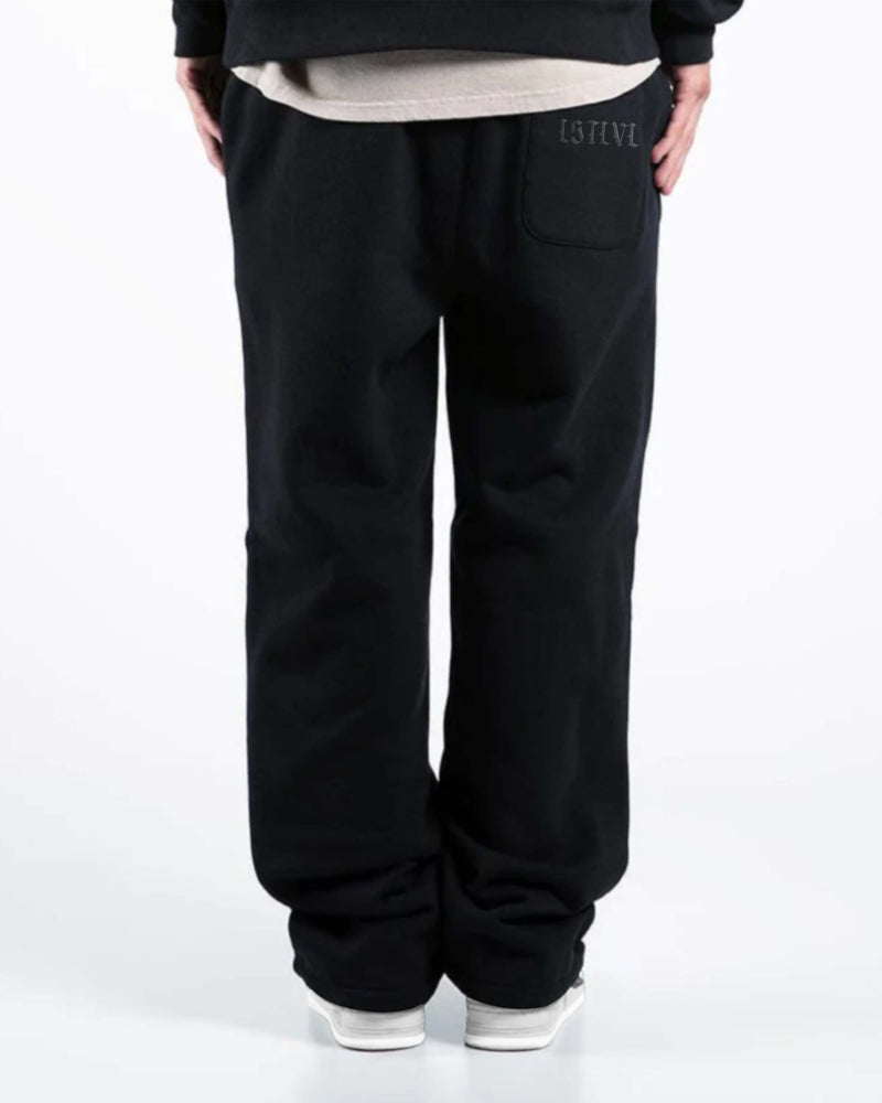 Godspeed Puff Print Black on Black - Straight Open bottom Sweat Pants