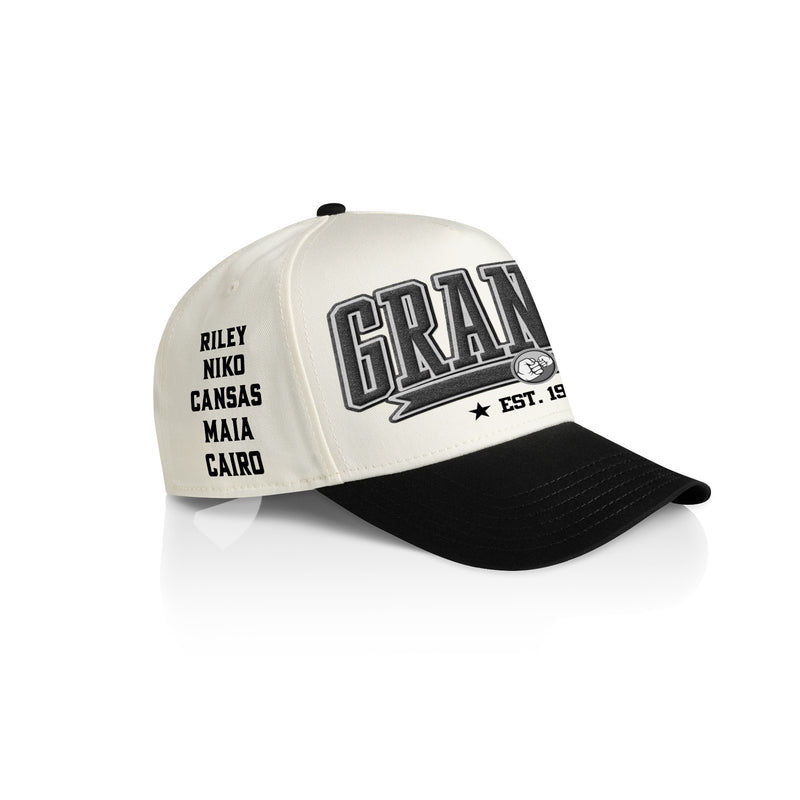 GRANDPA COLLEGE STYLE_2TONE Printed Frame Cap with Custom Date + names on side panel