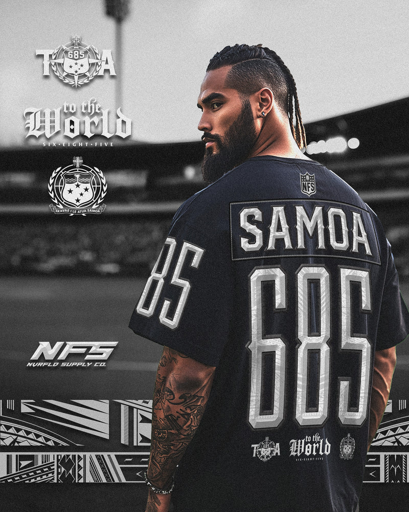 Samoa 685 NFL Grid Iron Tee | Super Heavyweight Oversize_BLACK