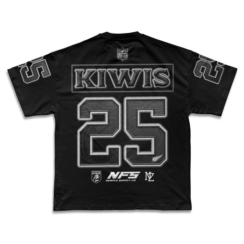 Kiwis 25 NFL Grid Iron Tee | Super Heavyweight Oversize_BLACK