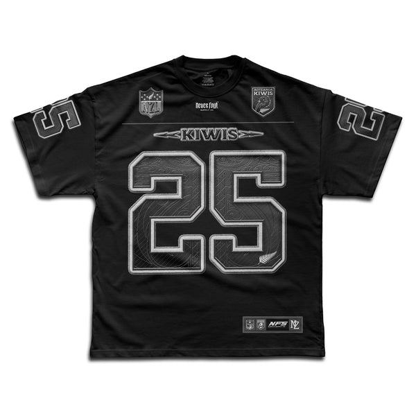 Kiwis 25 NFL Grid Iron Tee | Super Heavyweight Oversize_BLACK