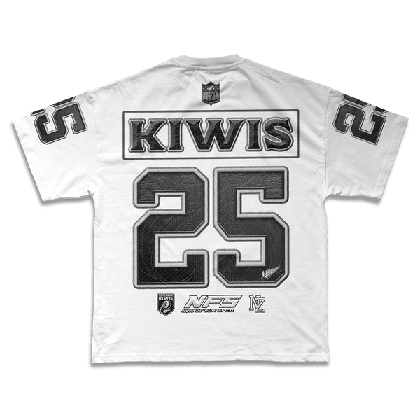 Kiwis 25 NFL Grid Iron Tee | Super Heavyweight Oversize_WHITE