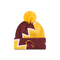 BRISBANE BRONCOS KNITTED POMPOM BEANIE NRL25 ZIGZAG OTC