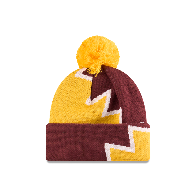 BRISBANE BRONCOS KNITTED POMPOM BEANIE NRL25 ZIGZAG OTC