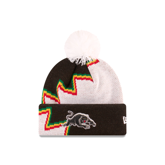 PENRITH PANTHERS KNITTED POMPOM BEANIE NRL25 ZIGZAG OTC