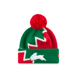 SOUTH SYDNEY RABBITOHS KNITTED POMPOM BEANIE NRL25 ZIGZAG OTC