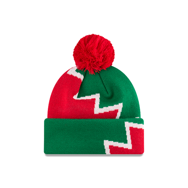 SOUTH SYDNEY RABBITOHS KNITTED POMPOM BEANIE NRL25 ZIGZAG OTC