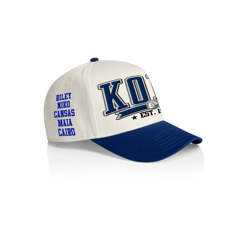 KORO COLLEGE STYLE_2TONE Printed Frame Cap with Custom Date + names on side panel
