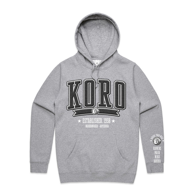 Custom Printed Hoodie for Koro - With Custom Date, City + names on sleeve - KORO COLLEGE STYLE