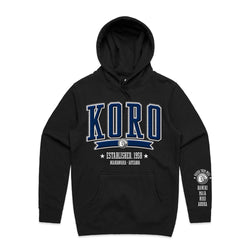 Custom Printed Hoodie for Koro - With Custom Date, City + names on sleeve - KORO COLLEGE ROYAL STYLE