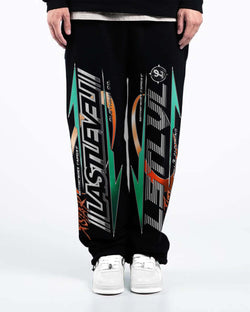 MOTOR X Orange Teal- Straight Open bottom Sweat Pants