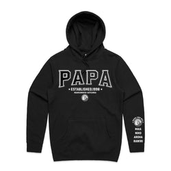 Custom Printed Hoodie for Dad - With Custom Date, City + names on sleeve - PAPA TEAM ARCH STYLE