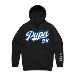 Custom Printed Hoodie for Dad - With Custom Date + names on sleeve - PAPA TEAM SCRIPT ROYAL STYLE