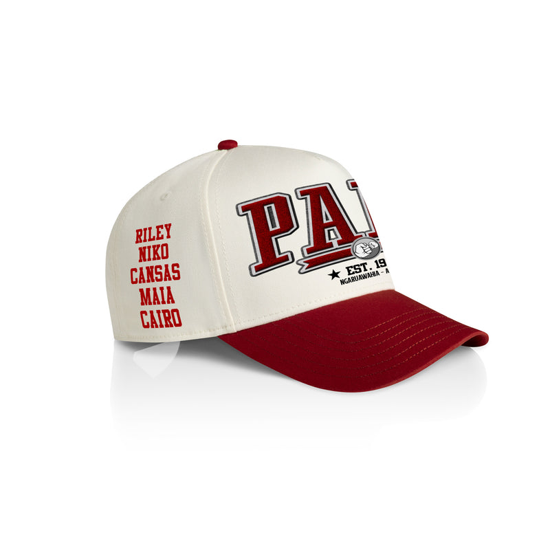 PAPA COLLEGE STYLE_2TONE Printed Frame Cap with Custom Date + names on side panel