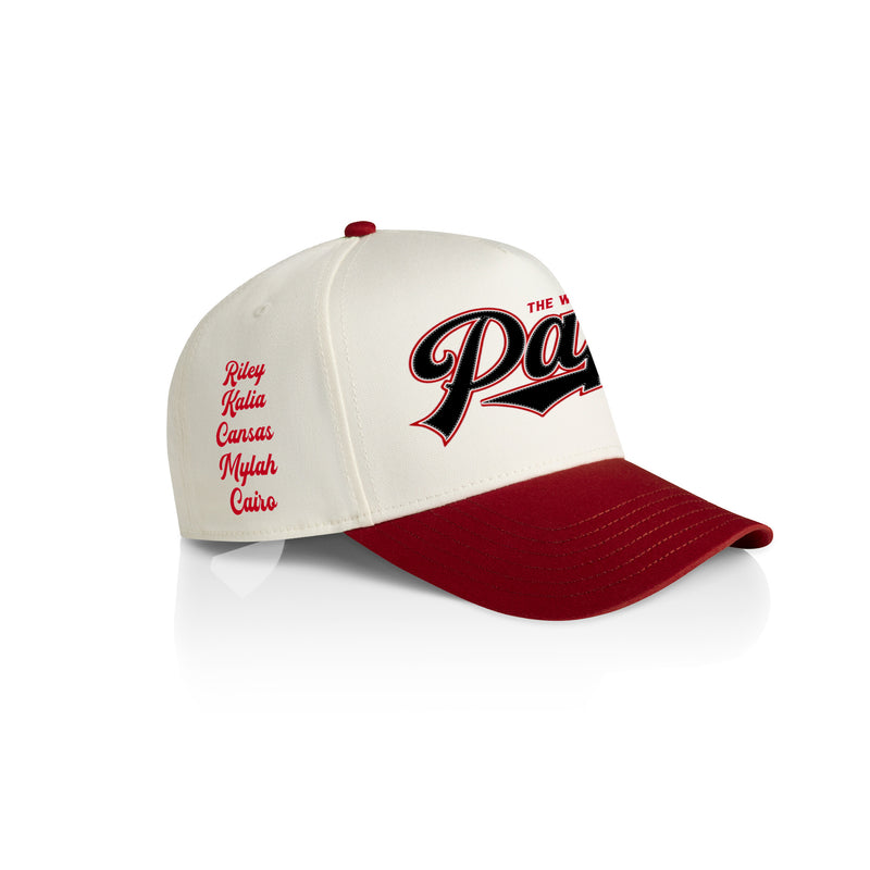 PAPA SWOOSH STYLE_2TONE Printed Frame Cap with Custom Date + names on side panel