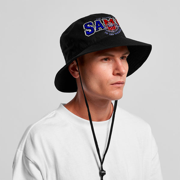Samoa Team Arch Wide Brim Bucket Hat - BLACK