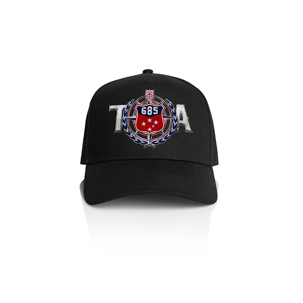 Samoa Team Coat of Arms A-Frame Cap - BLACK-BLACK