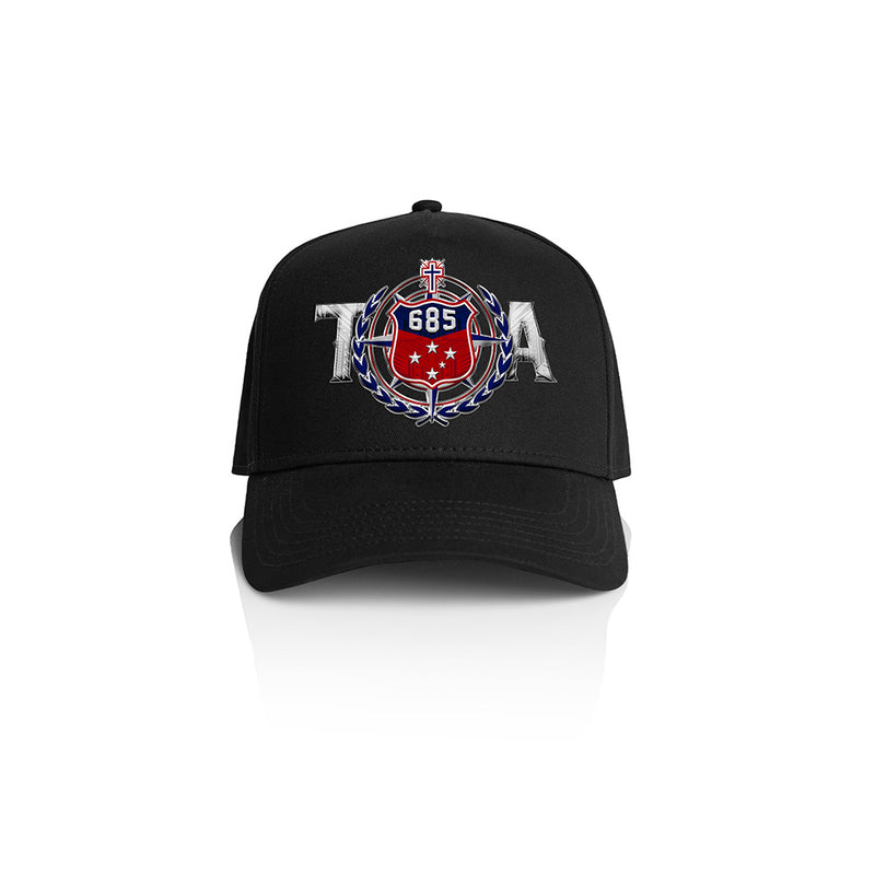 Samoa Team Coat of Arms A-Frame Cap - BLACK-BLACK