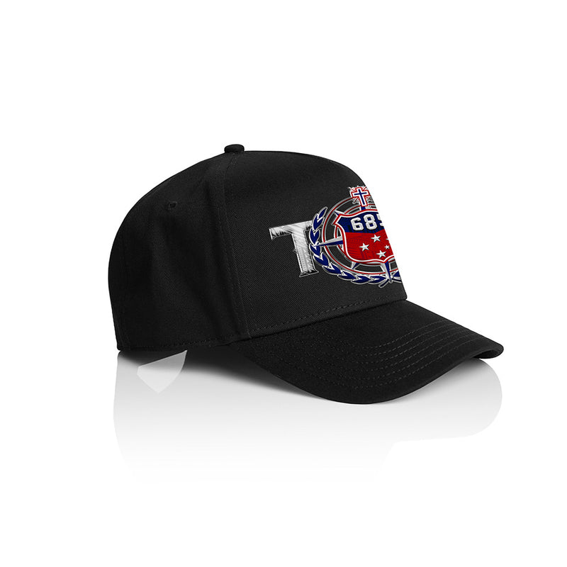 Samoa Team Coat of Arms A-Frame Cap - BLACK-BLACK