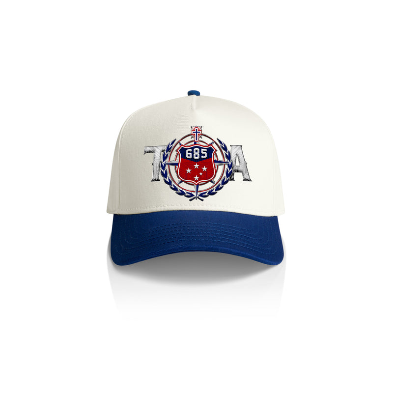 Samoa Team Coat of Arms A-Frame Cap - 2TONE ROYAL-WHITE