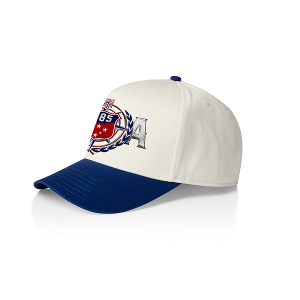 Samoa Team Coat of Arms A-Frame Cap - 2TONE ROYAL-WHITE