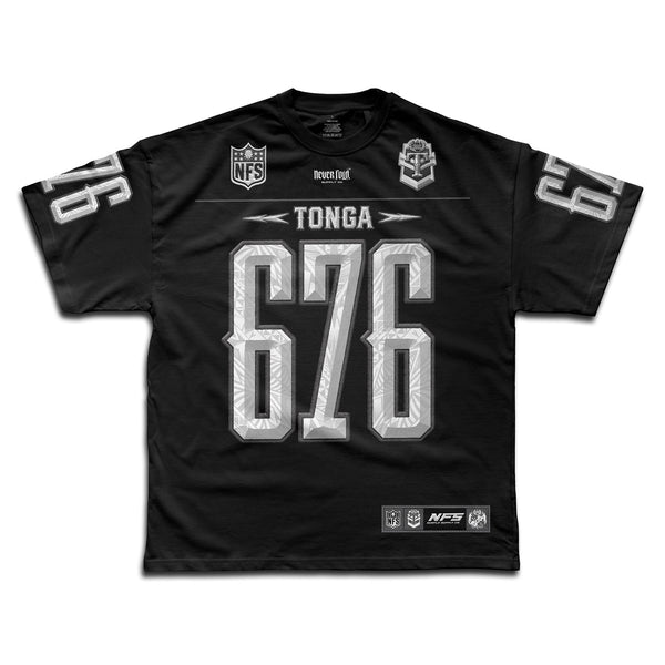 Tonga 676 NFL Grid Iron Tee | Super Heavyweight Oversize_BLACK