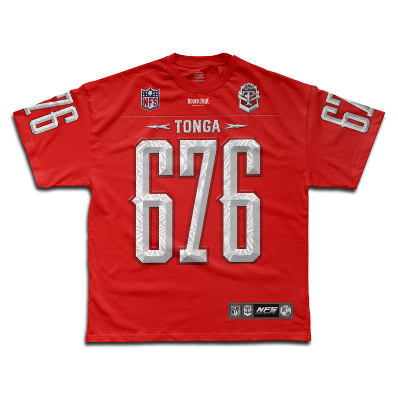 Tonga 676 NFL Grid Iron Tee | Super Heavyweight Oversize_RED