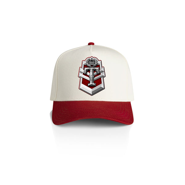 Tonga T Shield A-Frame Cap - 2TONE RED-WHITE