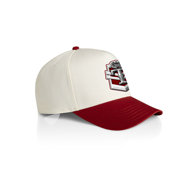 Tonga T Shield A-Frame Cap - 2TONE RED-WHITE