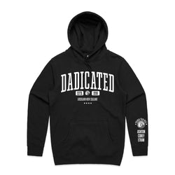 Custom Printed Hoodie for Dad - With Custom Date, City + names on sleeve - DADICATED SIMPLE SYLE