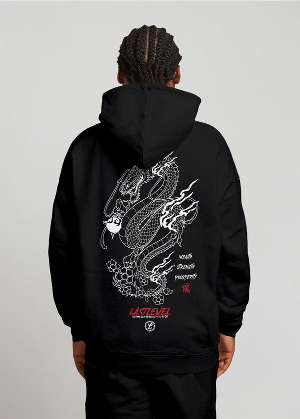 Year of the Dragon Hoodie - Red/White Print