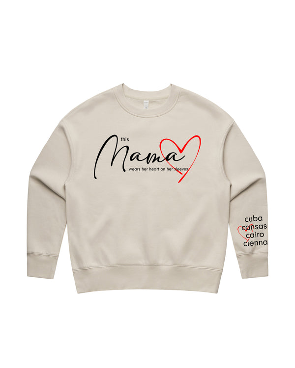 Custom Printed Sweatshirt for Mum - With Custom kids names on sleeve - 01_Mama Style