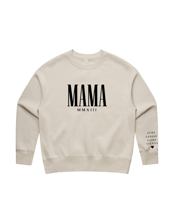 Custom Printed Sweatshirt for Mum - With Custom date and names on sleeve - 03_Mama Style