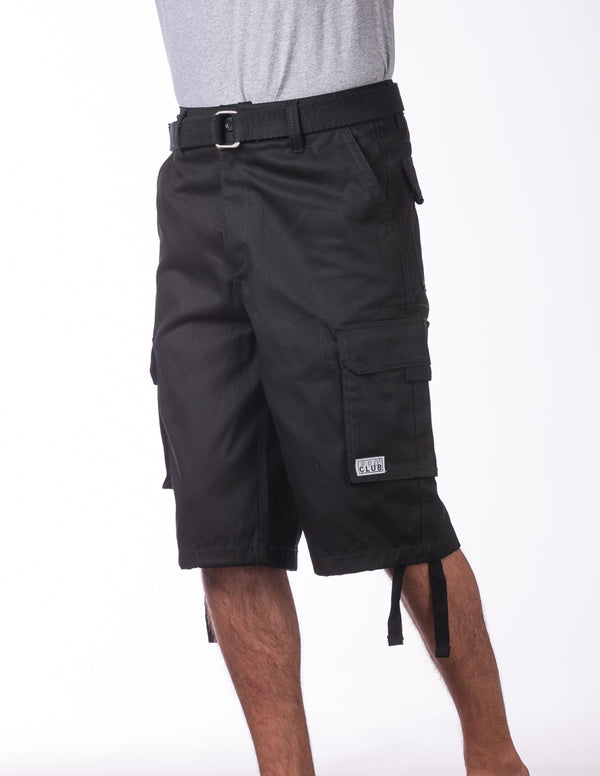 Proclub Twill Cargo Shorts with Belt - Black