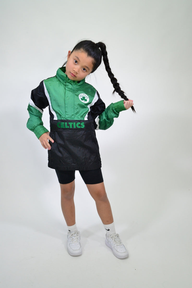 YOUTH MITCHELL & NESS NYLON ANORAK WINDBREAKER - BOSTON CELTICS