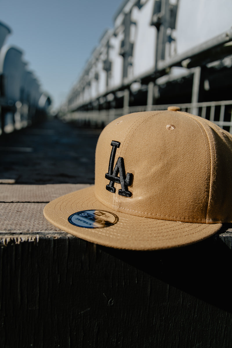 New Era 9fifty Los Angeles Dodgers CUSTOM Black On Black Snapback Cap Hat 