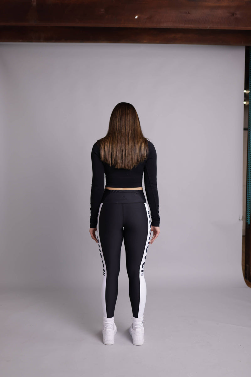 Sports Luxe Leggings - Black/White