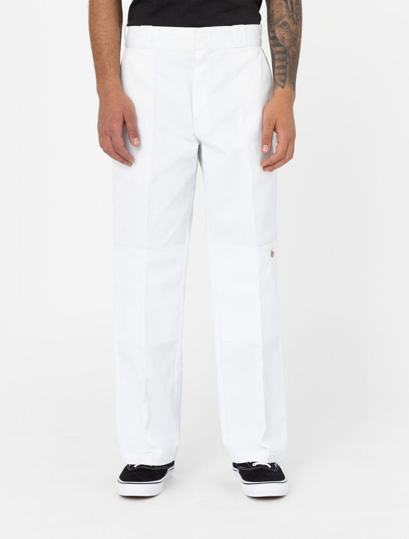 Loose Fit Double Knee Work Pants - WHITE